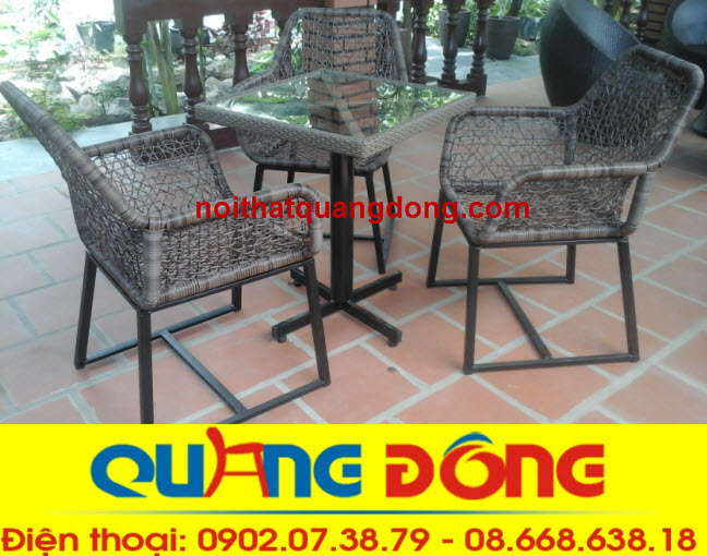 bàn ghế nhựa giả mây QD-305