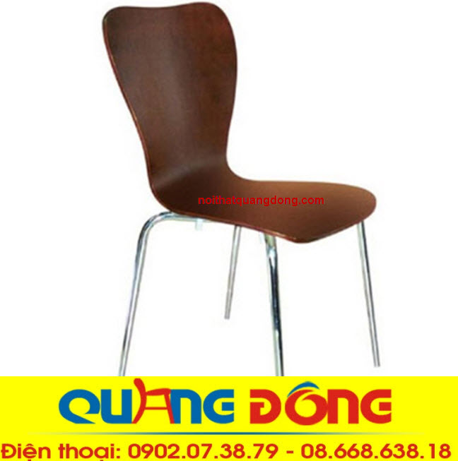 ghế gỗ khung inox QD-019 màu nâu 