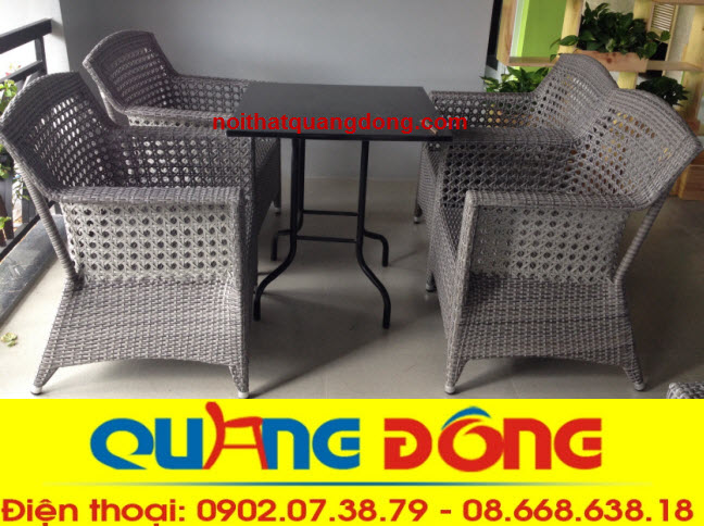 bàn ghế nhựa giả mây QD-303