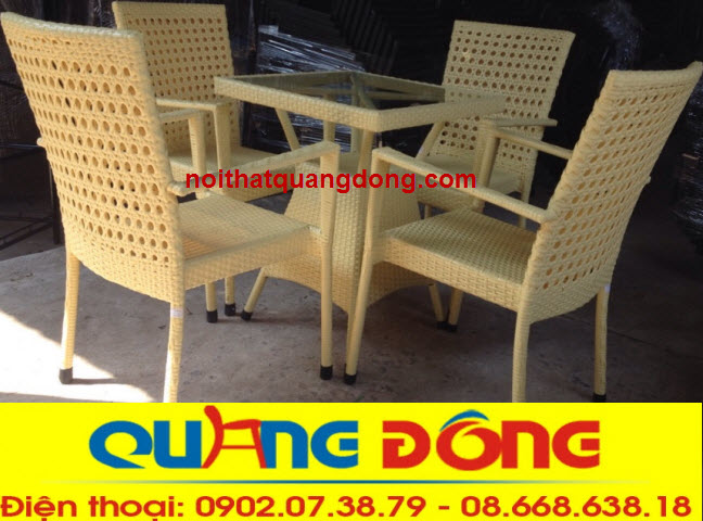bàn ghế giả mây QD-307