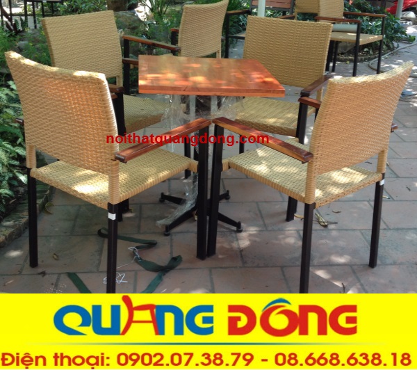 bàn ghế nhựa giả mây QD-301
