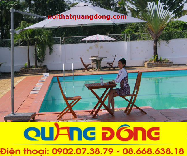 dù lệch tâm 2,9 mét màu trắng ( kiểu cắt kéo)