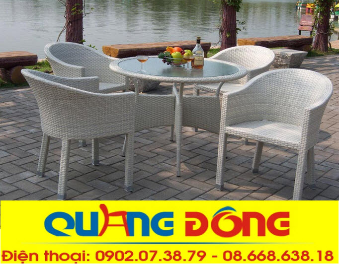 bàn ghế nhựa giả mây qd-188